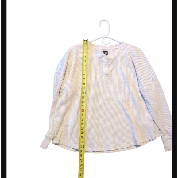 GAP Beige Waffle Knit Long Sleeve Henley Top Plus Size XXL - Picture 3 of 6